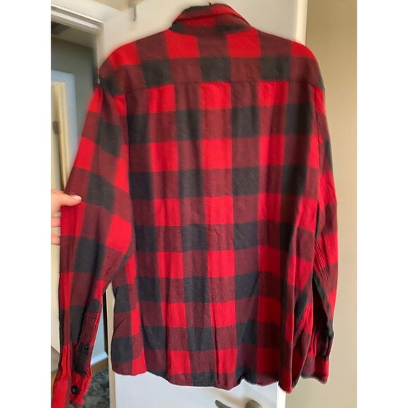 Sonoma Buffalo Check Flannel Modern Fit Button Down Red Gray/Black Size XL EUC - Picture 8 of 8